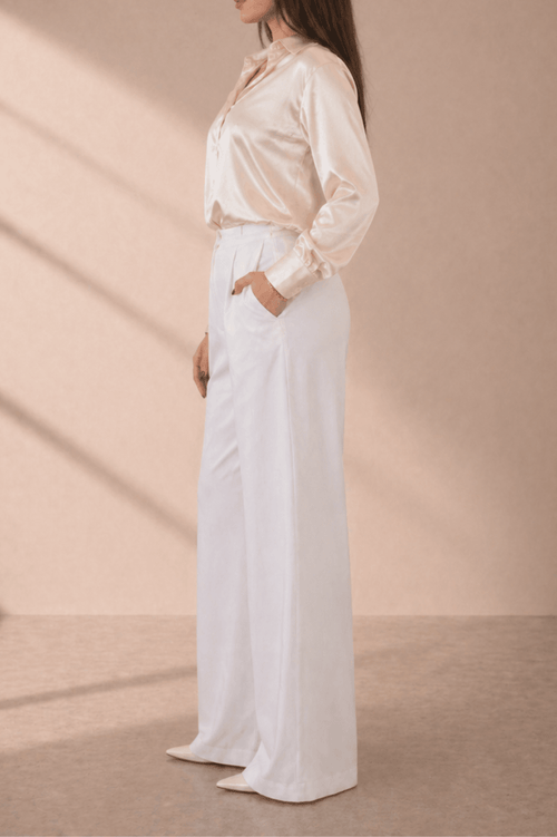 Chemisier effet en soie Champagne - Isalise Label Paris