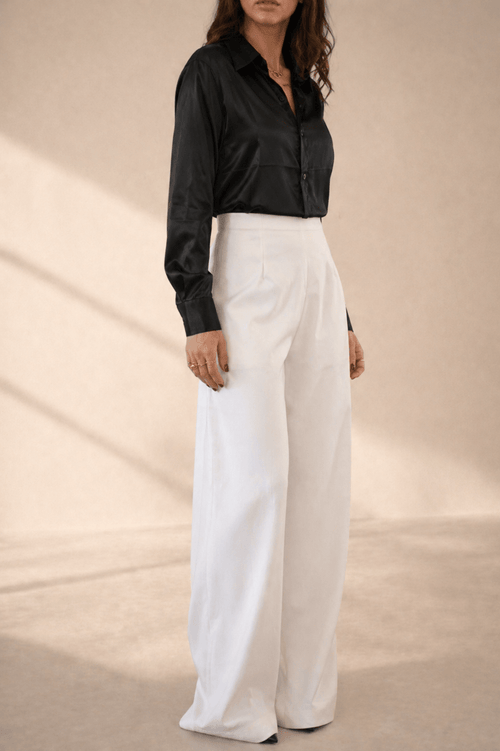 Chemisier effet soie noir - Isalise Label Paris