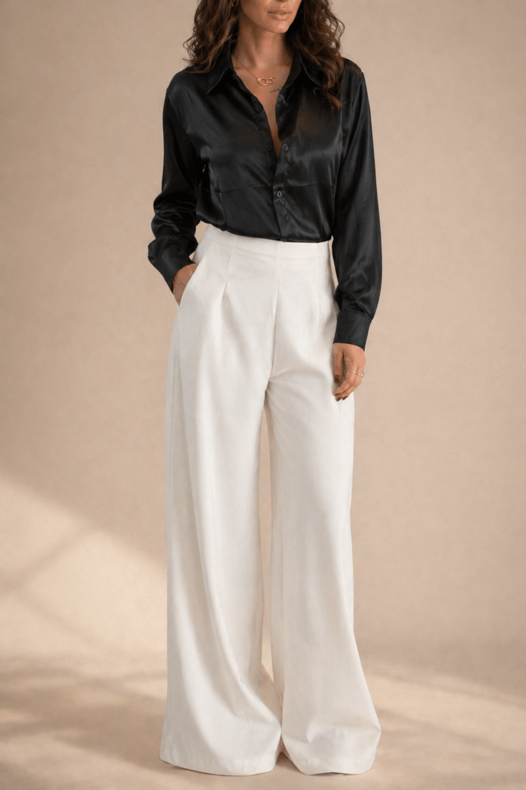 Chemisier effet soie noir - Isalise Label Paris