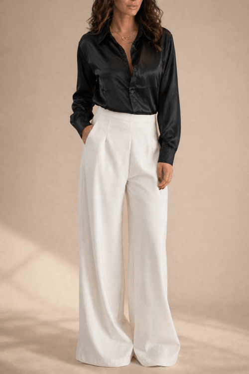 Chemisier effet soie noir - Isalise Label Paris