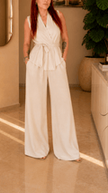Ensemble gilet sans manches & pantalon fluide – Élégance naturelle - Isalise Label Paris
