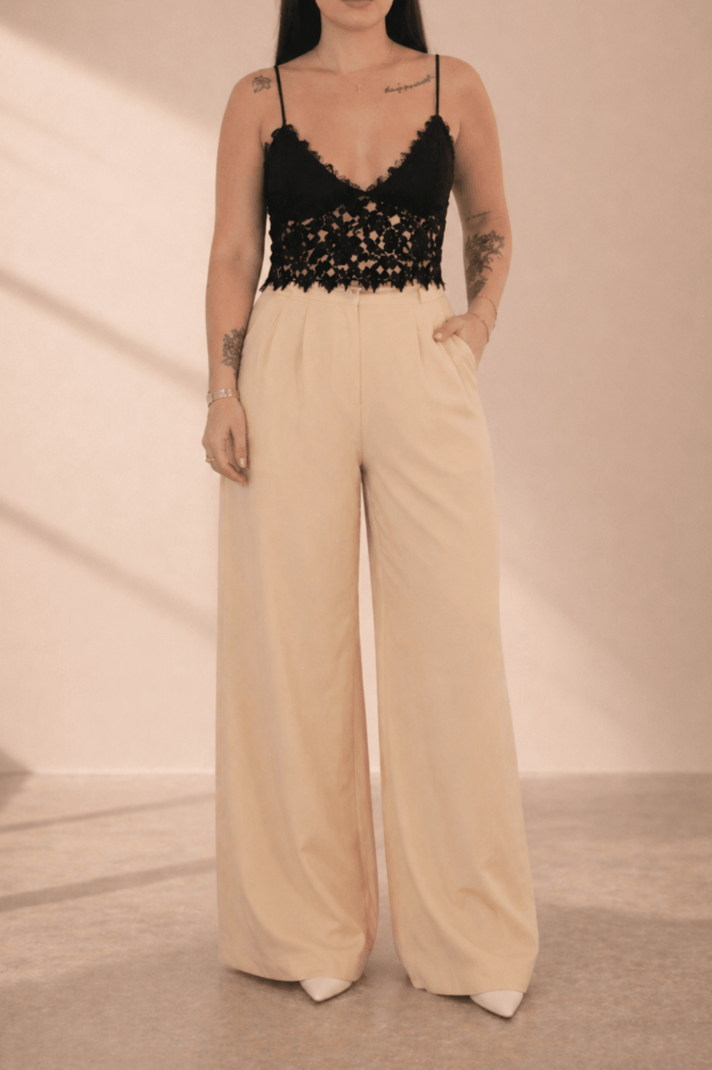 Pantalon taille haute beige - Isalise Label Paris
