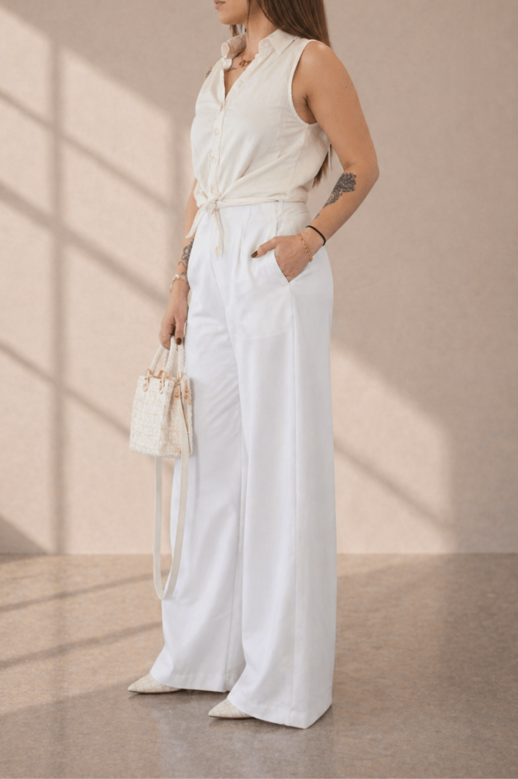 Pantalon taille haute blanc - Isalise Label Paris