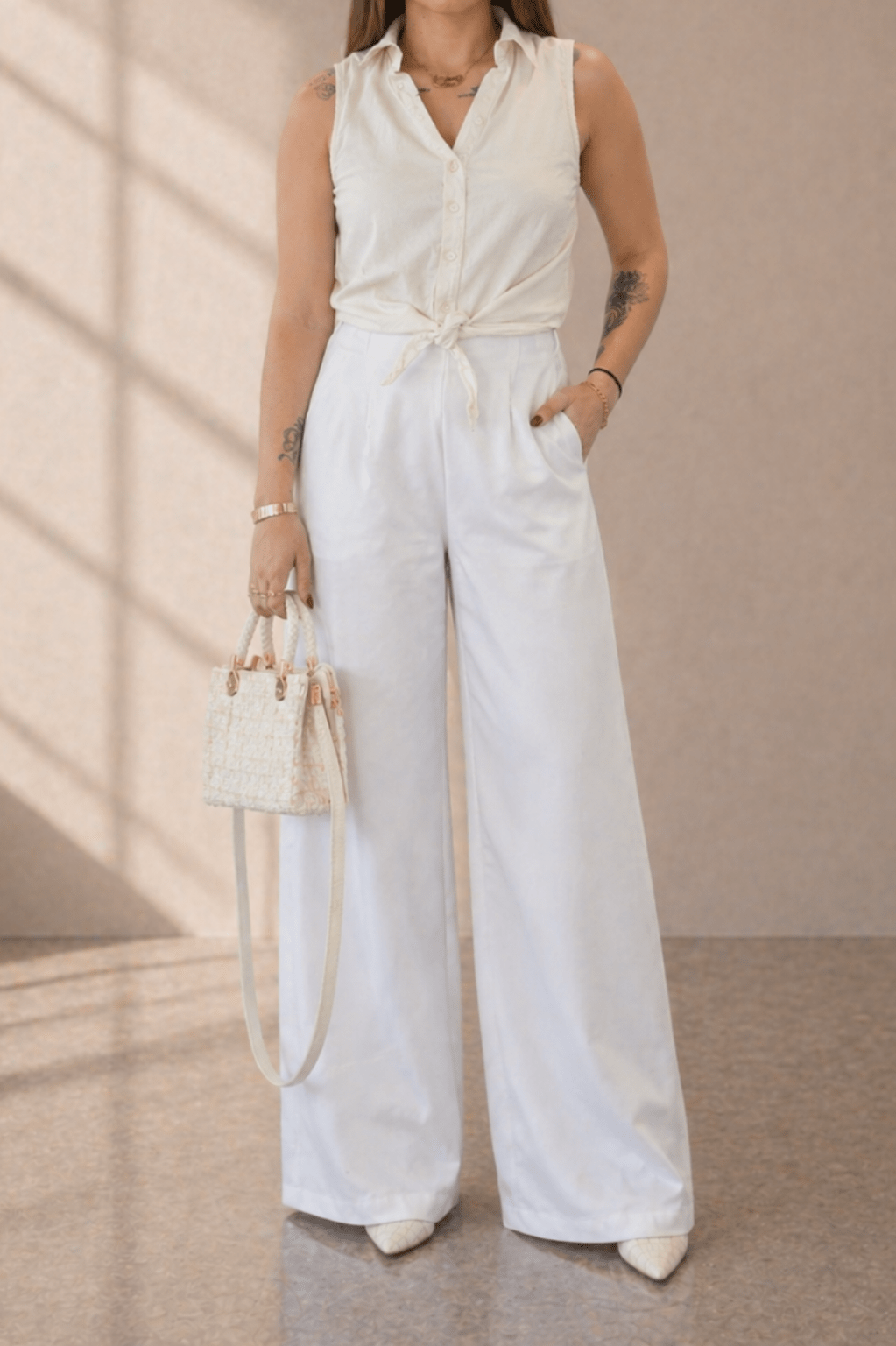 Pantalon taille haute blanc - Isalise Label Paris