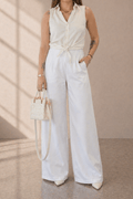 Pantalon taille haute blanc - Isalise Label Paris