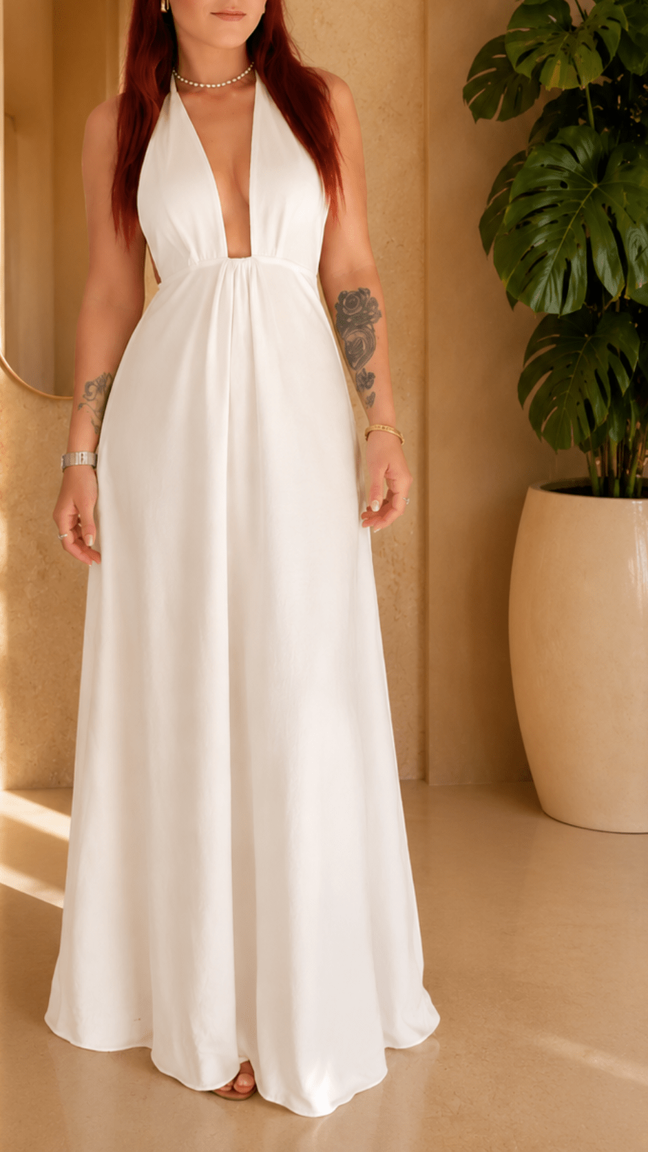 Robe longue blanche dos nu – Élégance d’été - Isalise Label Paris