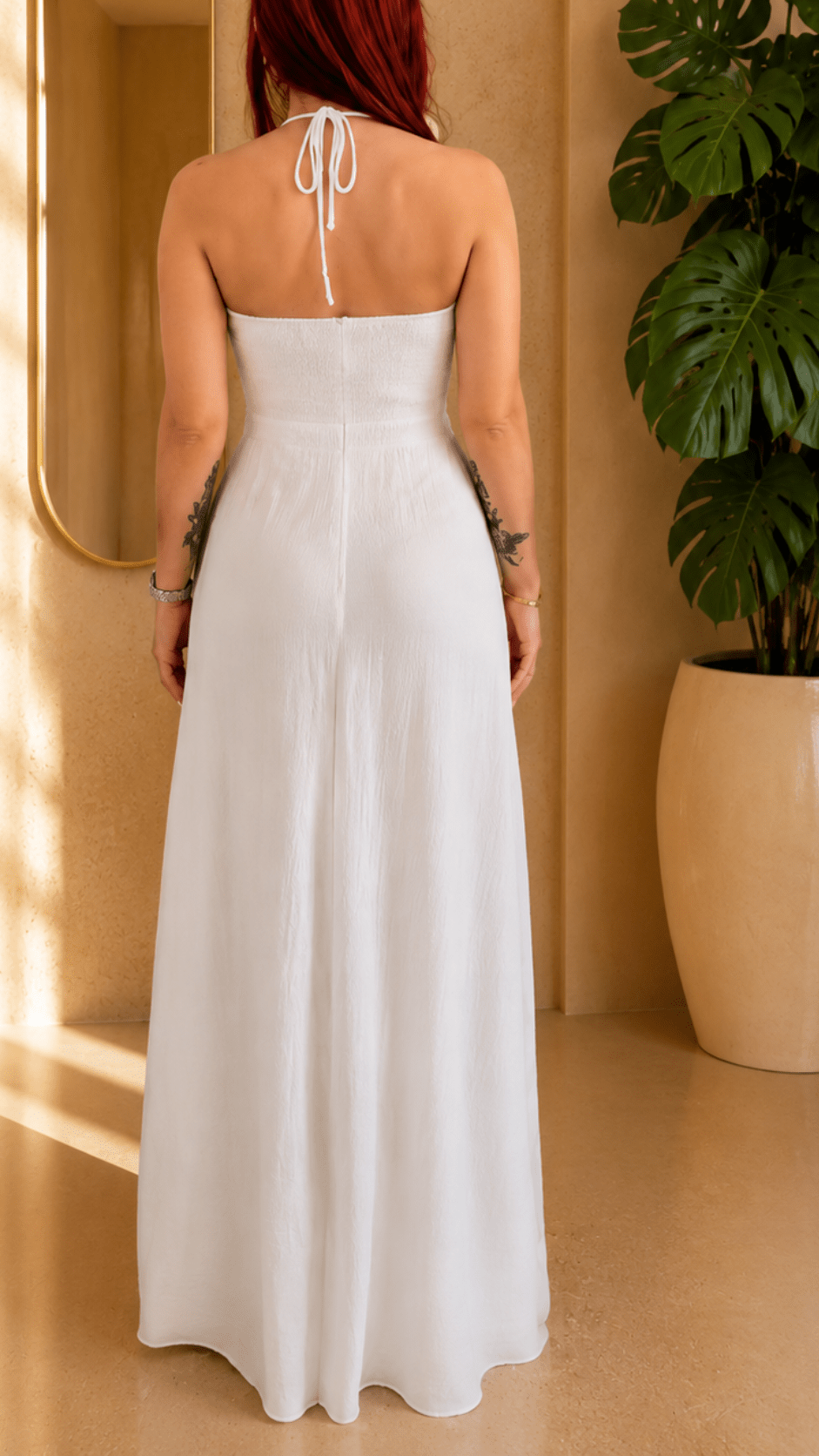 Robe longue blanche dos nu – Élégance d’été - Isalise Label Paris
